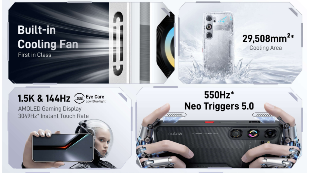 Nubia Neo 5 GT Cooling fan and Triggers